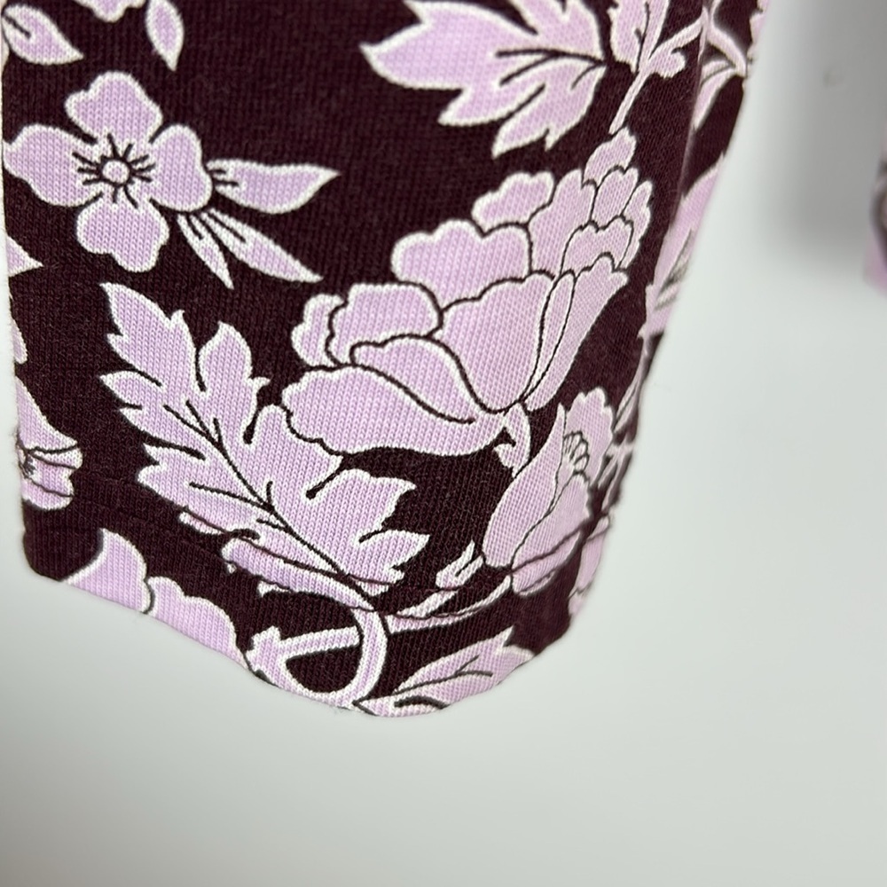 Lands' End Relaxed Fit Floral Cotton Long Sleeve Tee Large Petite Purple Lilac - Picture 7 of 11
